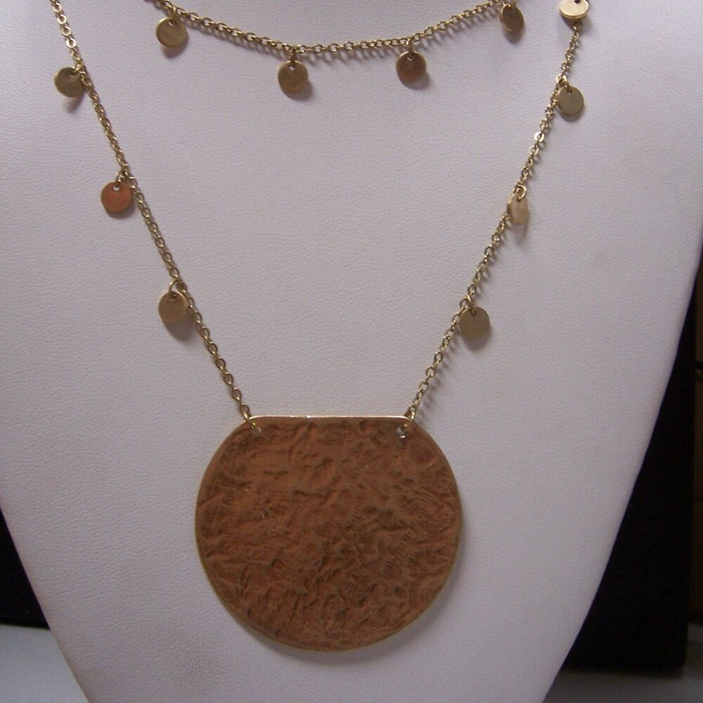 Gold Bouble Drop Egyption Disk Necklace By Canvas